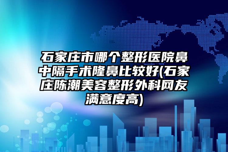 石家庄市哪个整形医院鼻中隔手术隆鼻比较好(石家庄陈潮美容整形外科网友满意度高)