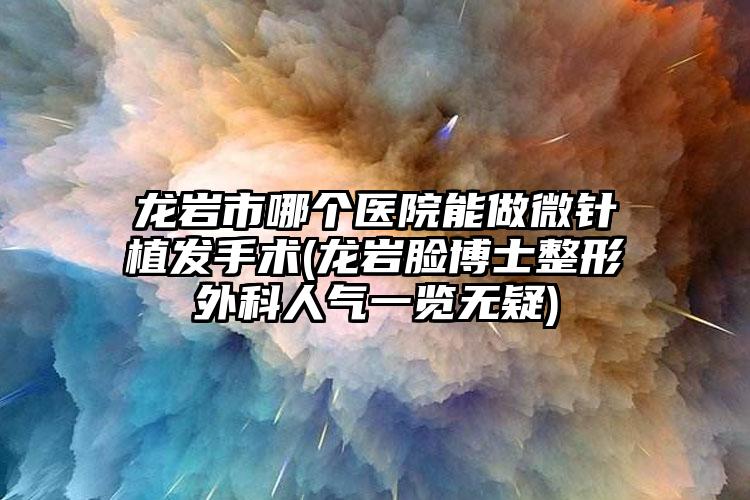 龙岩市哪个医院能做微针植发手术(龙岩脸博士整形外科人气一览无疑)