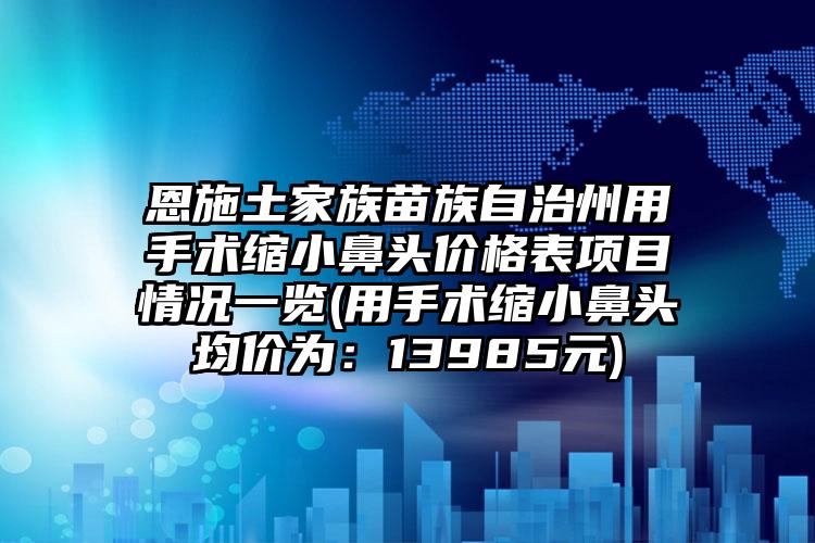 恩施土家族苗族自治州用手术缩小鼻头价格表项目情况一览(用手术缩小鼻头均价为：13985元)