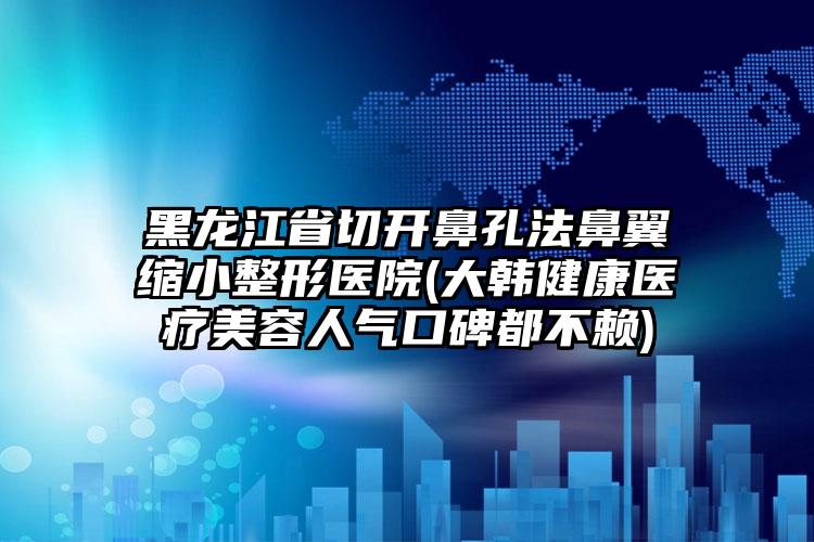 黑龙江省切开鼻孔法鼻翼缩小整形医院(大韩健康医疗美容人气口碑都不赖)