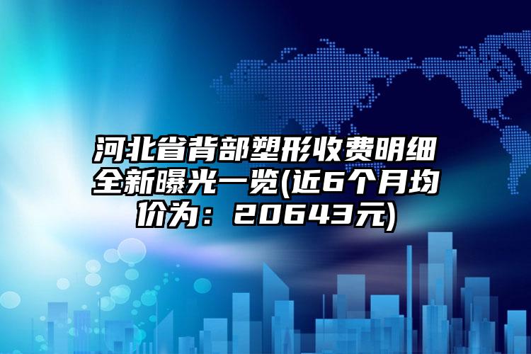 河北省背部塑形收费明细全新曝光一览(近6个月均价为：20643元)